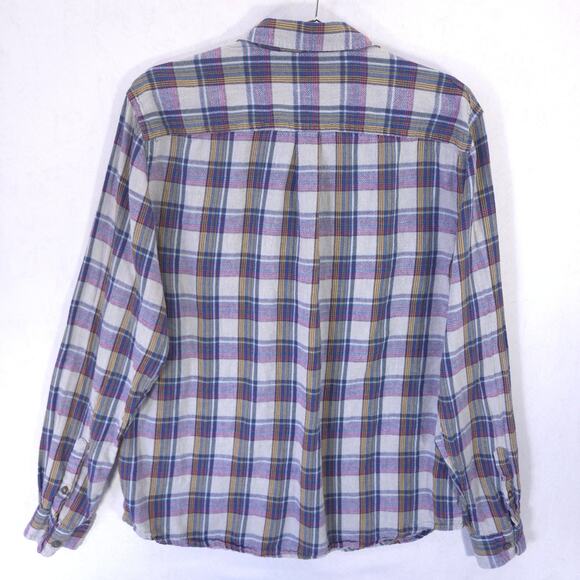 Carbon 2 Cobalt Shirt Mens Large Purple Plaid Linen Blend Long Sleeve Button Up - Picture 4 of 7